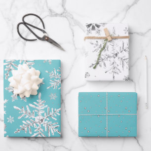 Watercolor Snowflake Wrapping Paper Sheets