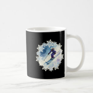 Watercolor Snowflakes And Skier Coffee Mug
