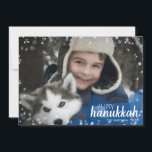 Watercolor Snowflakes Hanukkah Holiday Photo Card<br><div class="desc">Stylish and cute Hanukkah Holiday Photo Card is perfect for all your friends and family this holiday season. Features blue watercolor clouds with white stars and snowflakes on both sides. Customise the text with your family name and the year and swap out the picture for a photo of your kids,...</div>