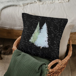 Watercolor Snowflakes Minimalist Christmas Tree Cushion
