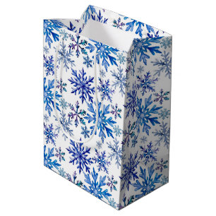 Watercolor Snowflakes Pattern Medium Gift Bag