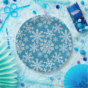 Watercolor Snowflakes Pattern Paper Plate