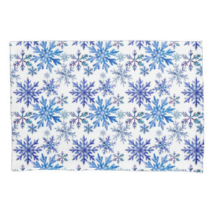 Watercolor Snowflakes Pattern Pillowcase