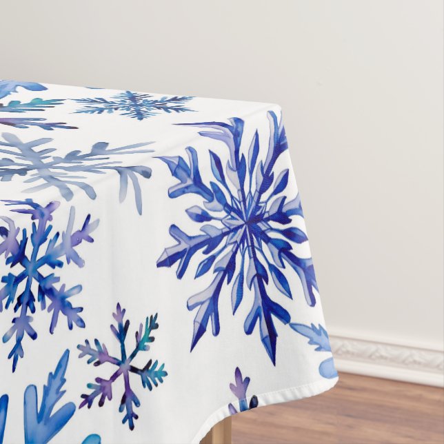 Watercolor Snowflakes Pattern Tablecloth (In Situ)