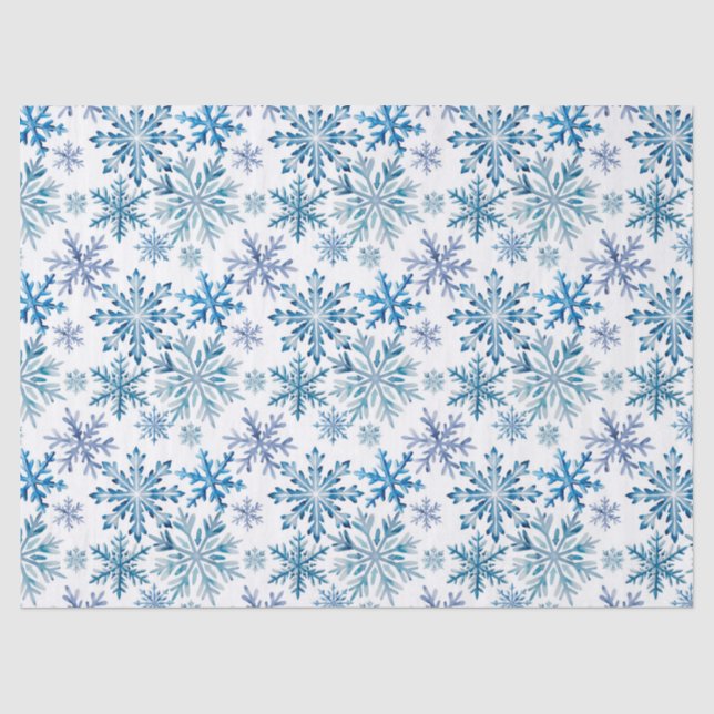 Watercolor Snowflakes Pattern Tissue Paper (Front)