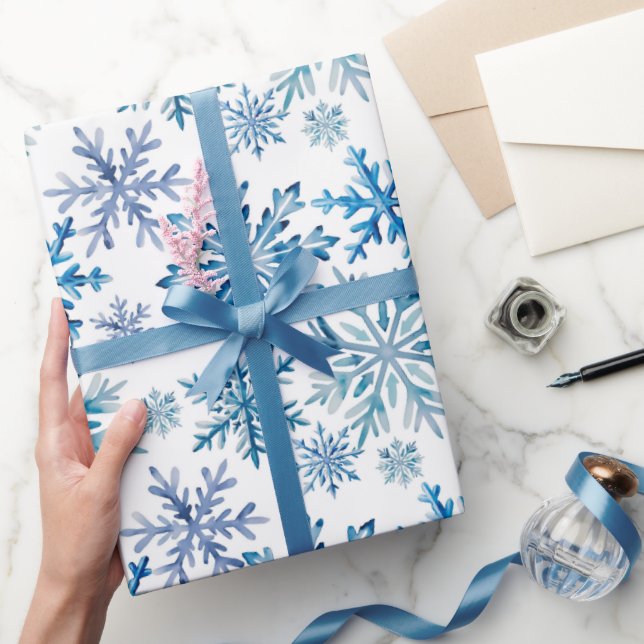 Watercolor Snowflakes Pattern Wrapping Paper (Gifting)