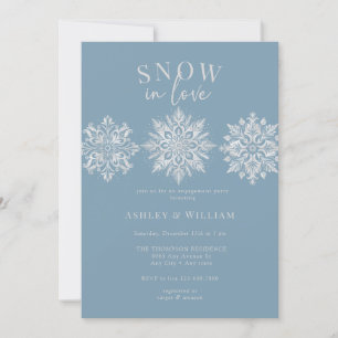 Watercolor Snowflakes Script Engagement Party Invitation