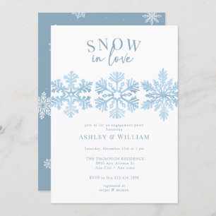 Watercolor Snowflakes    Script Engagement Party Invitation