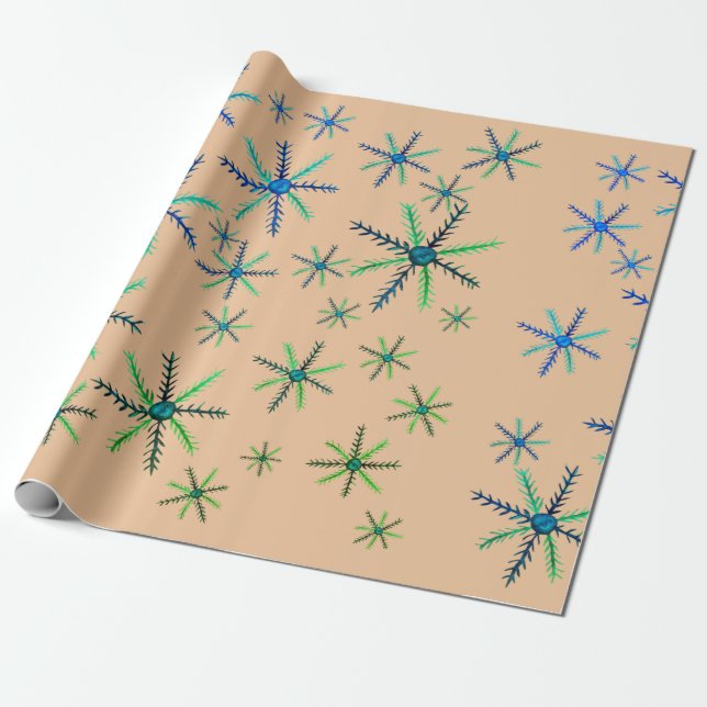 Watercolor Snowflakes Wrapping Paper (Unrolled)