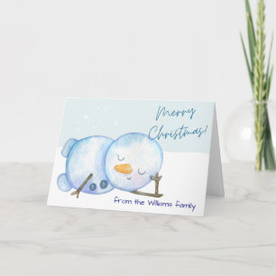 Watercolor Snowman Christmas Card Customisable Art