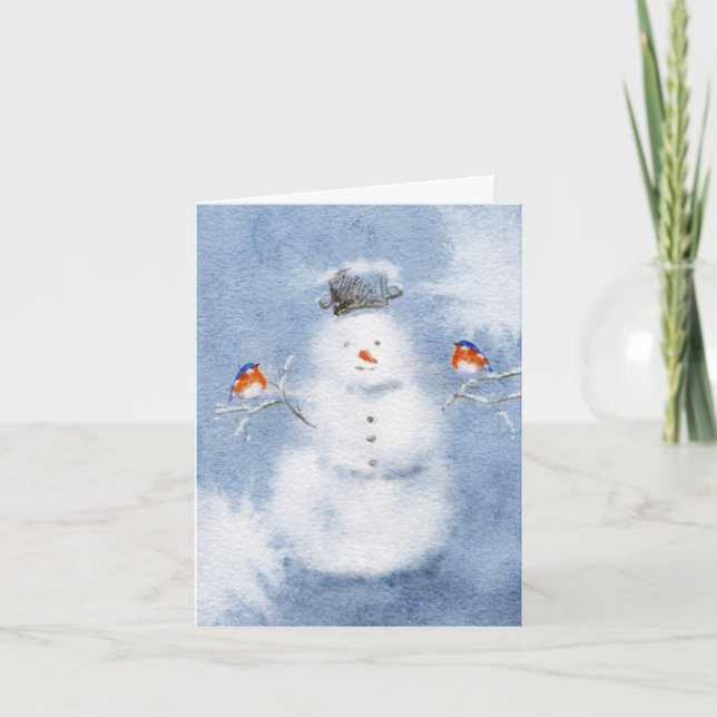 Watercolor Snowman Christmas Card | Festive (Front)