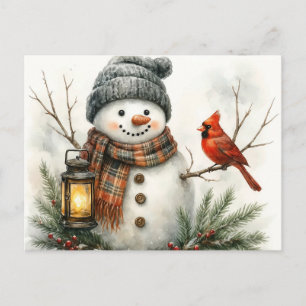 Watercolor Snowman Christmas Card – Lantern & Card
