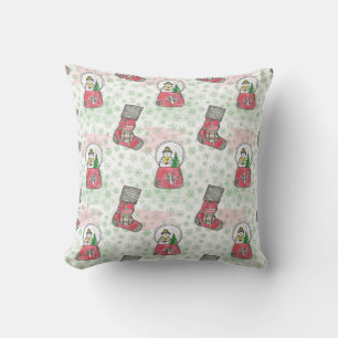 Watercolor Snowman Christmas Holiday Cushion