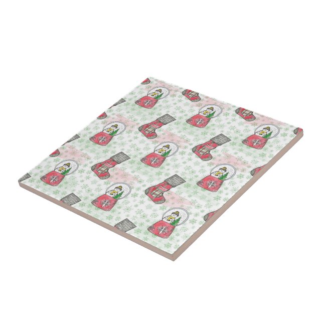 Watercolor Snowman Christmas Holiday Tile (Side)
