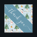 Watercolor Snowman Christmas Tree Blue Thank You  Square Business Card<br><div class="desc">Promote your business with these cute,  Christmas theme Thank You business cards. Easily add your own details by clicking on the "personalise this template" option.</div>