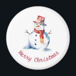 Watercolor Snowman Cute Festive Merry Christmas Magnet<br><div class="desc">This cute holiday magnet features a snowman picture in a watercolor style. With 'Merry Christmas' greeting underneath in red script typography,  the magnet makes an ideal stocking stuffer.</div>