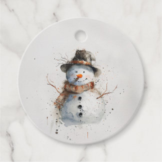 Watercolor Snowman Favour Tags