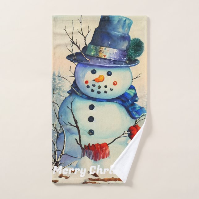 Watercolor Snowman Hand Towel (Hand Towel)