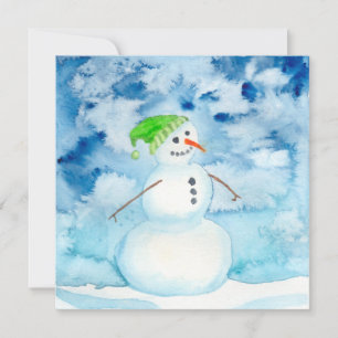 Watercolor Snowman Holiday Card