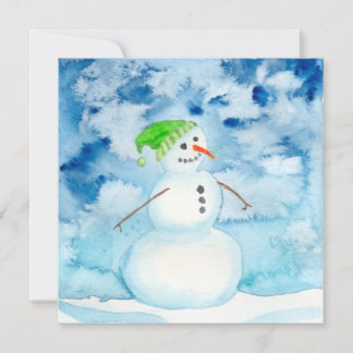 Watercolor Snowman Holiday Card