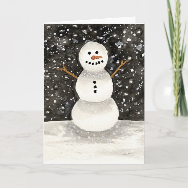 Watercolor Snowman Holiday Card (Front)