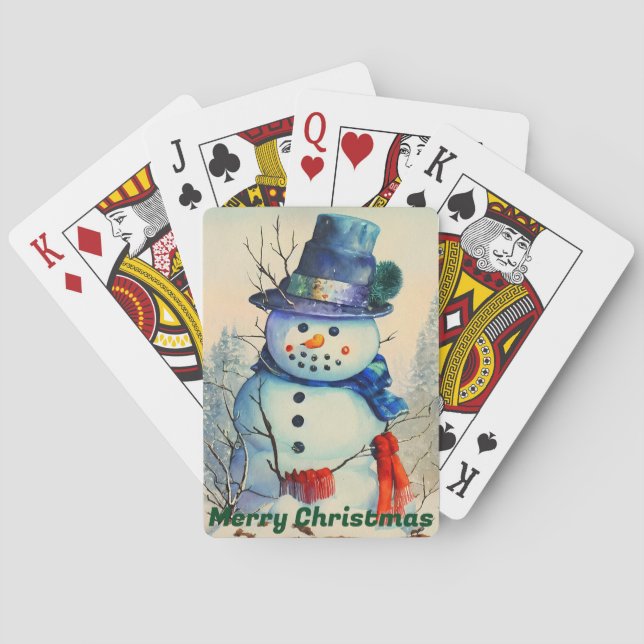Watercolor Snowman Playing Cards (Back)