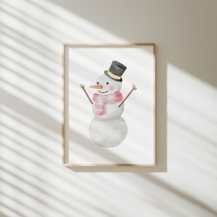 Watercolor  snowman poster