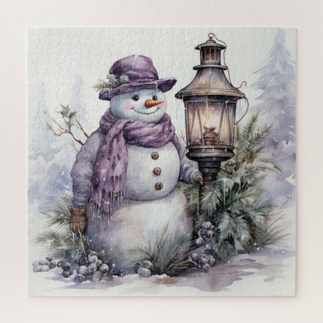 Watercolor Snowman Puzzle (Vertical)