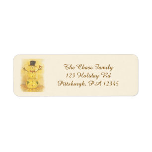 Watercolor Snowman return address label