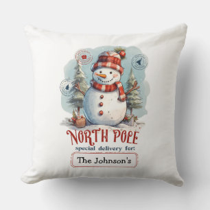 Watercolor Snowman Throw Pillow