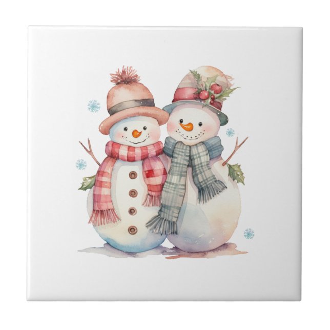 Watercolor Snowman  Tile (Front)