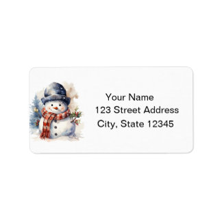 Watercolor Snowman Winter Return Address Label