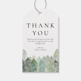 Watercolor Snowy Evergreen Forest Wedding Gift Tags
