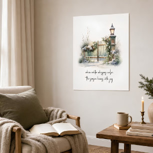 Watercolor Snowy Nordic Winter Scene Holiday Poster