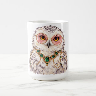 Watercolor Snowy Owl Wildlife Art Coffee Cup