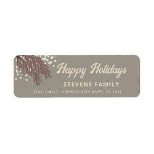 Watercolor snowy pine branch Happy Holidays