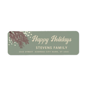 Watercolor snowy pine branch Happy Holidays