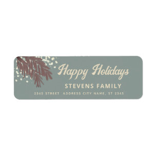 Watercolor snowy pine branch Happy Holidays