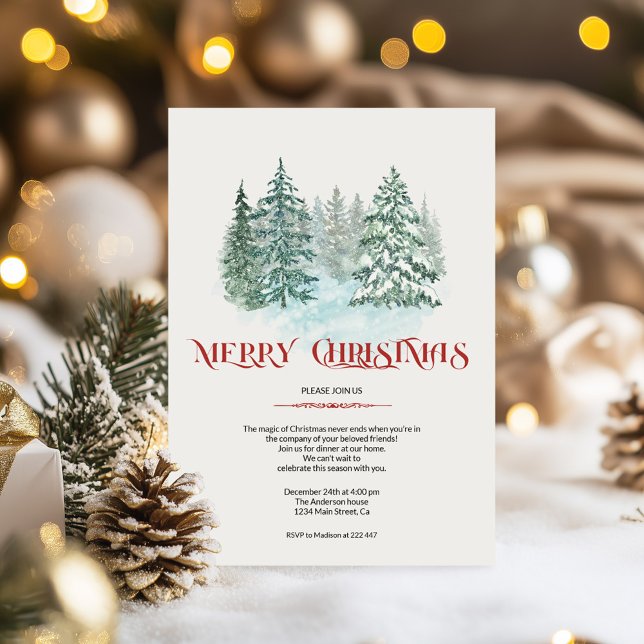 Watercolor Snowy Pine Trees  Invitation (Creator Uploaded)