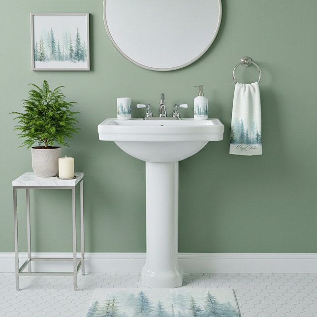 Watercolor snowy trees custom Christmas Hand Towel (Creator Uploaded)