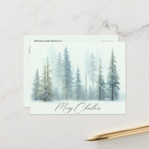 Watercolor snowy trees custom Christmas Postcard