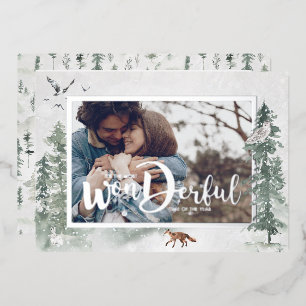 Watercolor Snowy Winter Pine Trees Photo Holiday