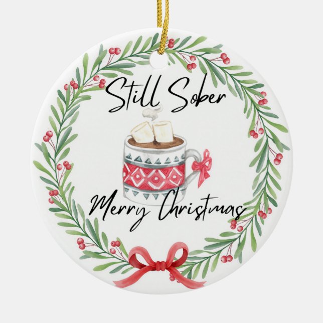 Watercolor sober ceramic tree decoration (Front)