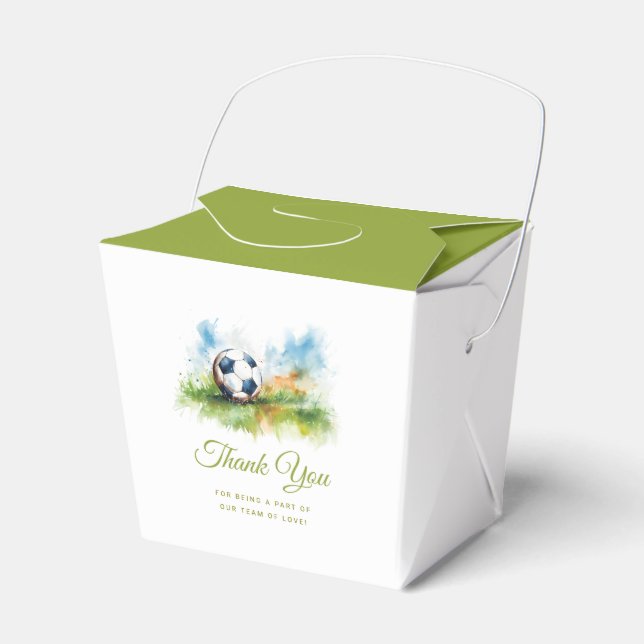 Watercolor Soccer Baby Shower  Favour Box (Front Side)
