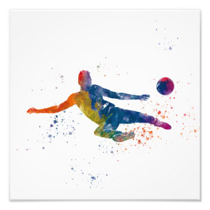 watercolor soccer player photo print