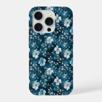 Watercolor Soft Blue Flower White Floral Pattern