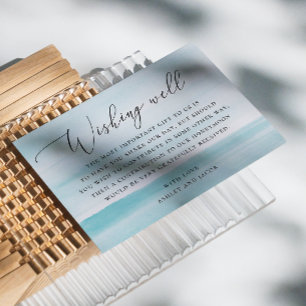 Watercolor soft blue nautical wedding wishing well enclosure card