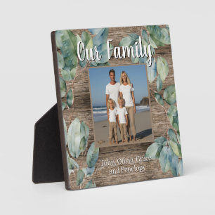Watercolor soft greenery personalize Family photo Plaque