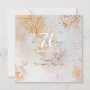 Watercolor Soft Pastel Leaves Surprise Birthday Invitation