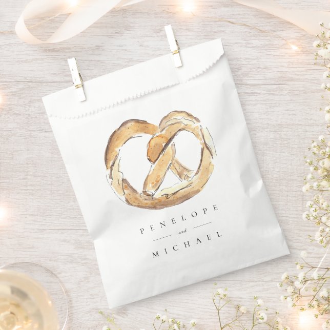 Watercolor Soft Pretzel Wedding Thank You Favour Bags (Clipped)
